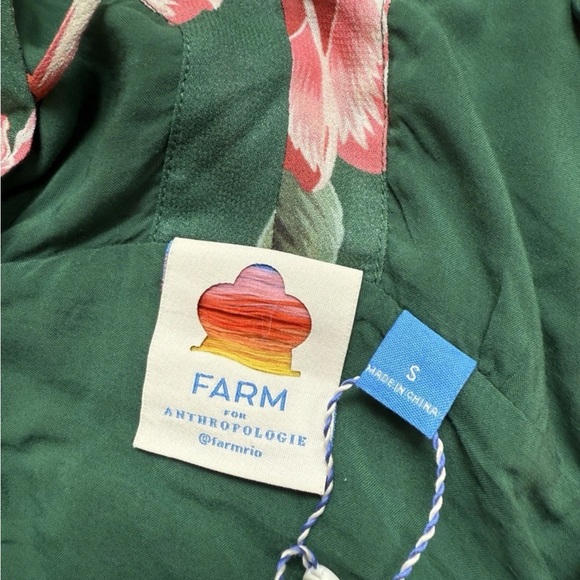 Anthropologie Farm Rio Rayna Blouse Sz Small Puff Sleeve Tropical Floral - Picture 7 of 8